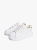 White Snake Print Heel Leather Platform Trainers  Women