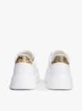 White Snake Print Heel Leather Platform Trainers  Women