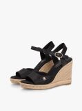 Black Satin TH Monogram Wedge Espadrilles  Women