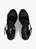 Black Satin TH Monogram Wedge Espadrilles  Women