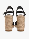 Black Satin TH Monogram Wedge Espadrilles  Women
