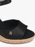 Black Satin TH Monogram Wedge Espadrilles  Women