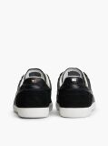 Black Leather Mixed Texture Enamel Flag Trainers  Women