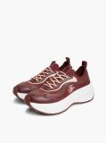 Red Knit Mixed Texture Trainers  Women