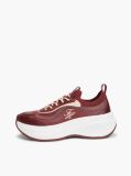 Red Knit Mixed Texture Trainers  Women