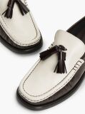 Brown New York Label Shiny Leather Tassel Loafers  Women