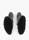 Black Leather Block Heel Riding Boots  Women