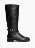 Black TH Monogram Buckle Leather Knee-High Boots  Women