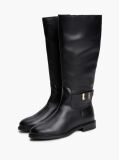 Black TH Monogram Buckle Leather Knee-High Boots  Women
