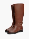 Brown TH Monogram Buckle Leather Knee-High Boots  Women