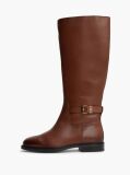 Brown TH Monogram Buckle Leather Knee-High Boots  Women
