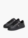 Black Pebble Grain Leather Cupsole Trainers  Women