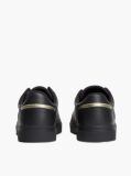 Black Pebble Grain Leather Cupsole Trainers  Women
