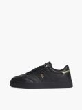 Black Pebble Grain Leather Cupsole Trainers  Women