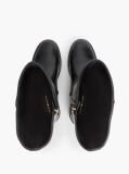 Black Gold-Tone Hardware Leather Riding Boots  Women