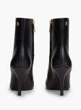 Black Leather Pointed Toe Heeled Ankle Boots  Women
