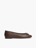 Brown TH Monogram Embossed Leather Ballerinas  Women
