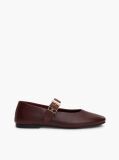 Red Leather Buckle Mary Jane Ballerinas  Women