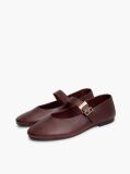 Red Leather Buckle Mary Jane Ballerinas  Women