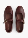 Red Leather Buckle Mary Jane Ballerinas  Women