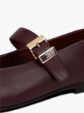 Red Leather Buckle Mary Jane Ballerinas  Women