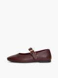 Red Leather Buckle Mary Jane Ballerinas  Women