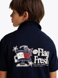 Blue Regular Back Slogan Polo Shirt  Boys