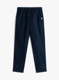 Blue Linen Blend Drawstring Trousers  Boys