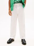 White Linen Blend Drawstring Trousers  Boys
