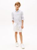 White Linen Blend Drawstring Shorts  Boys
