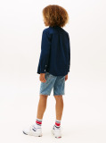 Blue Textured Solid Shirt Long Sleeve  Boys