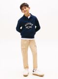 Blue Curved Graphic Polo Collar Sweatshirt  Boys