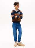 Multi Varsity Stripe Concealed Placket Hoody  Boys