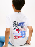 White Varsity Multi Badge Print Short Sleeve Tee  Boys