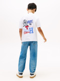 White Varsity Multi Badge Print Short Sleeve Tee  Boys