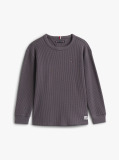 Grey Waffle Knit Long Sleeve T-Shirt  Boys