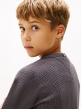 Grey Waffle Knit Long Sleeve T-Shirt  Boys