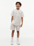 Multi Stripe Linen Blend Short Sleeve Shirt  Boys