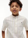 Multi Stripe Linen Blend Short Sleeve Shirt  Boys