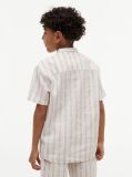 Multi Stripe Linen Blend Short Sleeve Shirt  Boys