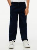 Blue Herringbone Barrel Leg Twill Trousers  Boys