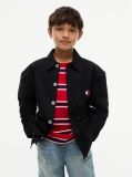 Black Oversized Fit Herringbone Twill Overshirt  Boys