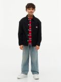 Black Oversized Fit Herringbone Twill Overshirt  Boys