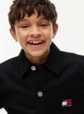Black Oversized Fit Herringbone Twill Overshirt  Boys