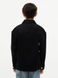 Black Oversized Fit Herringbone Twill Overshirt  Boys