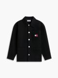 Black Oversized Fit Herringbone Twill Overshirt  Boys