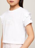 White Heart Flag Ruffle Sleeve Relaxed T-Shirt  Girls