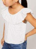 White TH Monogram Broderie Anglaise Cropped Blouse  Girls