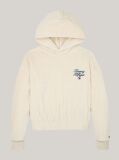 Beige Script Logo Velour Relaxed Hoody  Girls