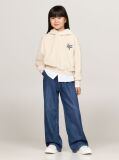 Beige Script Logo Velour Relaxed Hoody  Girls